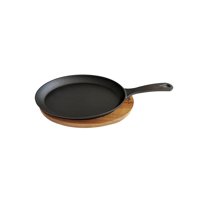 Sarten Iron Cast De Hierro Wayu Con Base De Madera Wayu