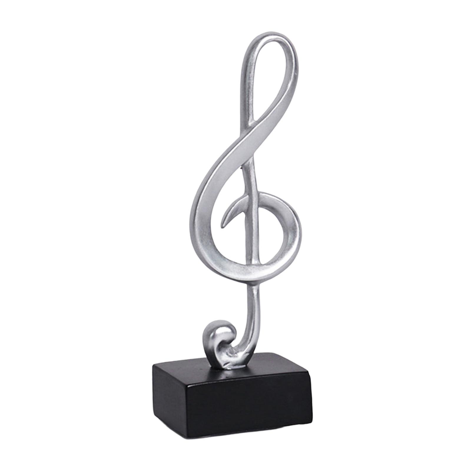 Bothyi - Figura Decorativa De Nota Musical, Estatua De Resina, Obra De Arte Artesanal Para Mueble De Tv Plateado