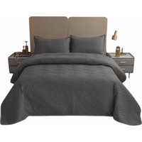 Genérico - Cubrecama Verano King Gris Oscuro + Fundas