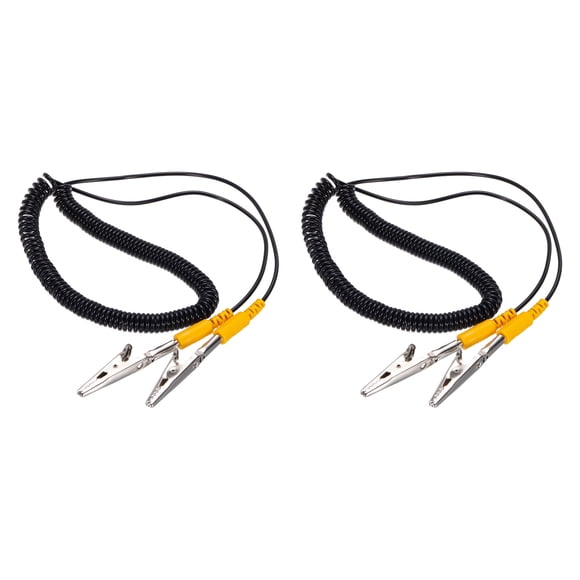 Cable de conexión a tierra ESD con clip de cocodrilo, cable elástico amarillo antiestático de 3.0m/118", paquete de 2