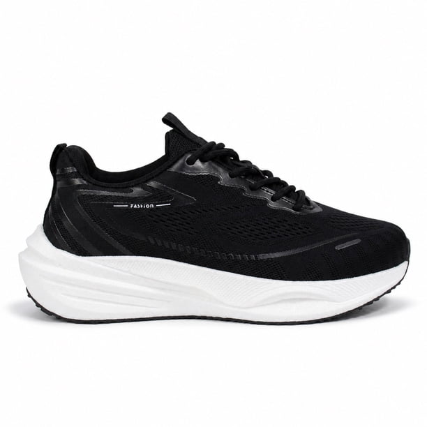 Zapatilla Deportiva Hombre PG6113 Textil Negra con Cordones
