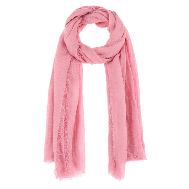 INSPIRE CHIC Bufandas largas de mezcla de algodón arrugado, chal de playa, envoltura, hiyab con bordes con flecos para mujeres, rosa empolvado 72.8x35.4"