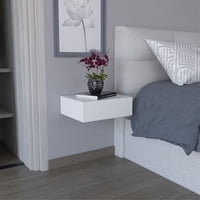 Tuhome - Velador Milano Flotante Blanco 1 Cajón 13X40X34 Cm