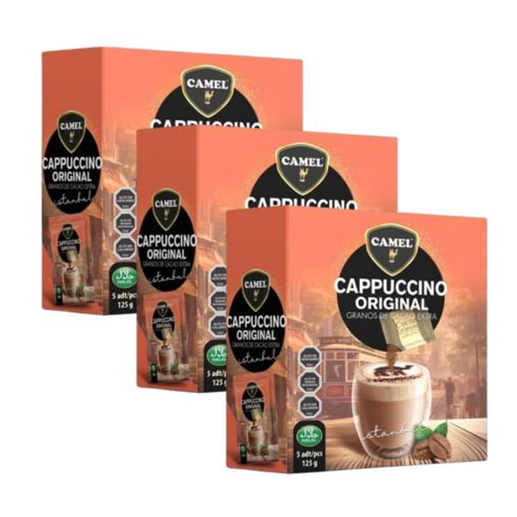 Pack x3 (15 sobres) Cafe Cappuccino Sabor Original, Caja de 5 sobres
