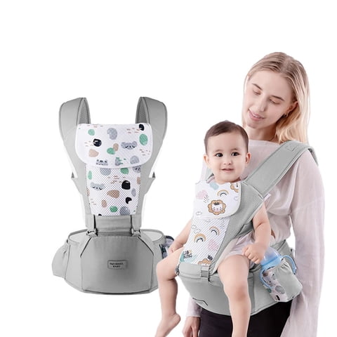 Babymine - Porta Bebé Ergonómico Asiento Multifuncional 6 En 1 Gris