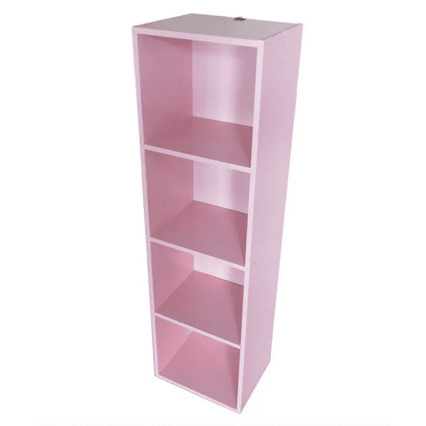 Librero Vertical Multifuncional Repisa 4 Nieveles - Rosado