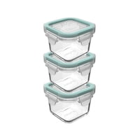 Set 3 Contenedores Hermeticos Allegra Vidrio 210Ml Cuadrado