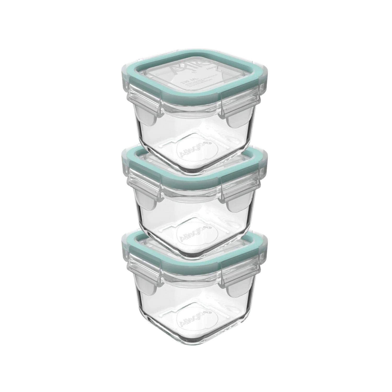 Set 3 Contenedores Hermeticos Allegra Vidrio 210Ml Cuadrado