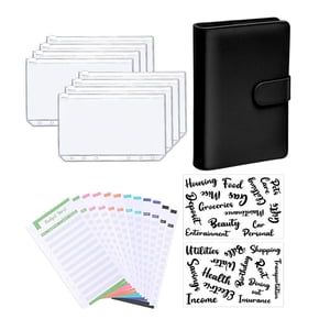 Bothyi - Carpeta De Cuaderno Con Pegatinas De Letras Para Recibos De Dinero Presupuesto Negro