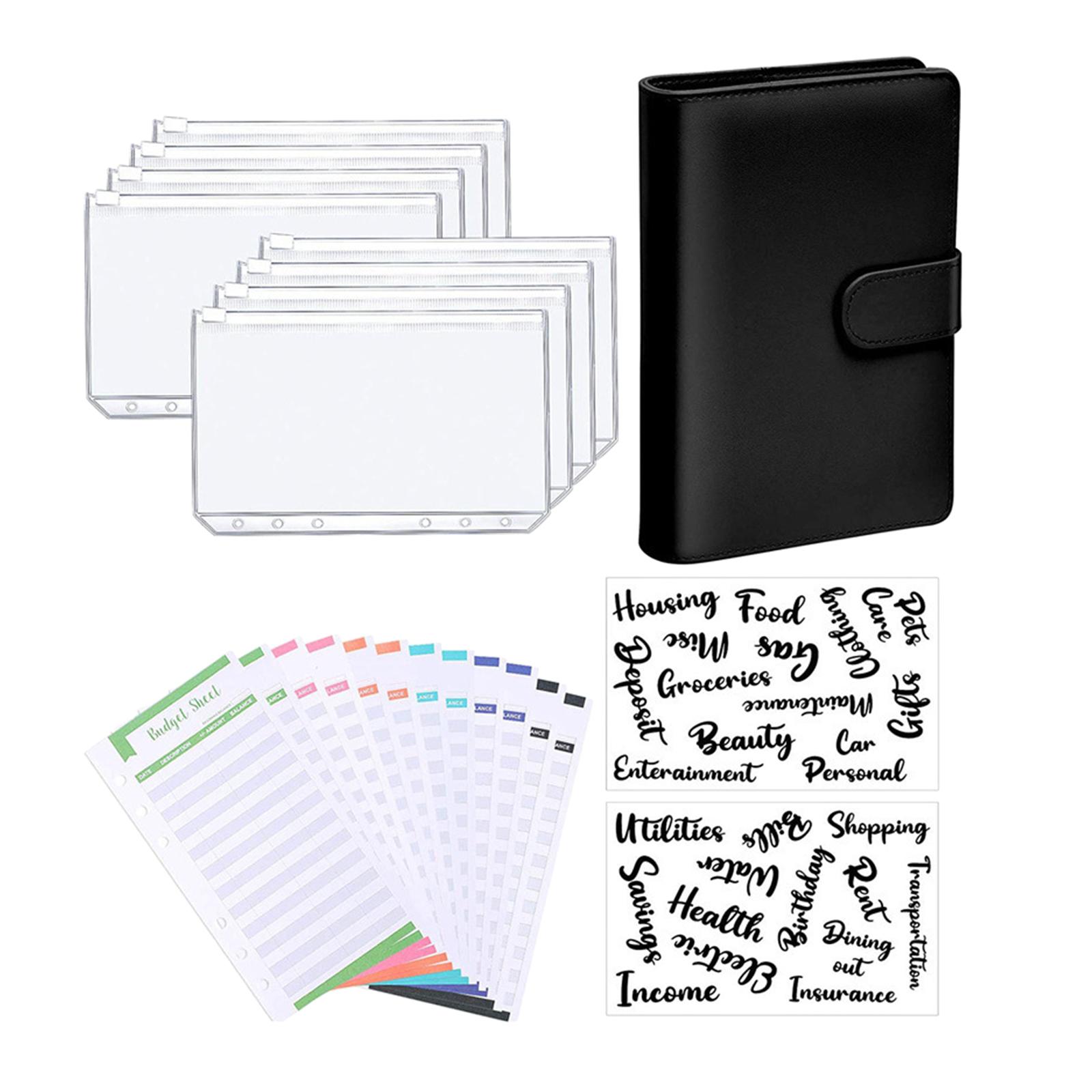 Bothyi - Carpeta De Cuaderno Con Pegatinas De Letras Para Recibos De Dinero Presupuesto Negro