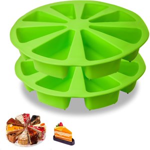 Vhermosa - Molde Triangular De Silicona Para Bizcochos, 2 Unidades, 8 Cavidades, Para Pizza, 10 Cm De Diámetro Interior, Para Brownies, Muffins, Tartas De Queso Y Pan De Maíz. Ideal Para Hornear En Casa.