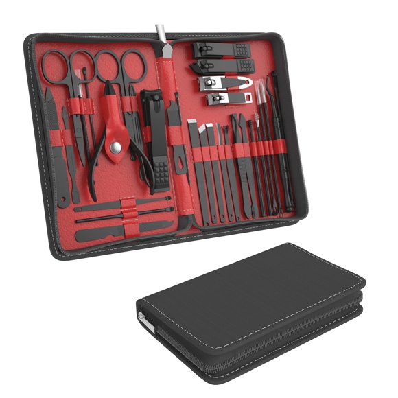 Kit de cortaúñas Cater 31 piezas con estuche rojo de acero inoxidable