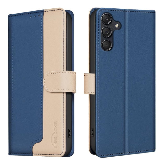 Funda Cartera con Bloqueo RFID para Samsung Galaxy A36 5G con Ranuras y Soporte Azul