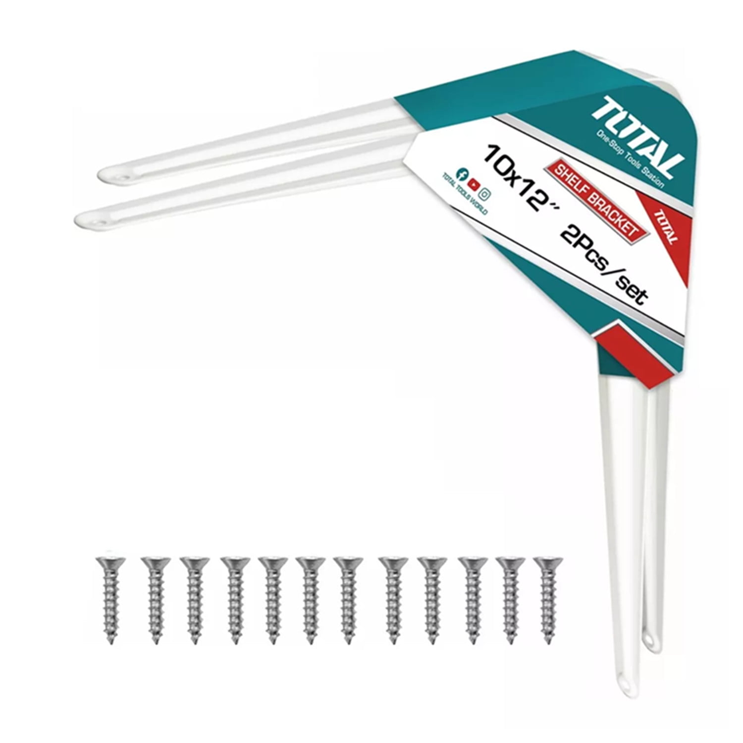 Total Tools - Soporte Escuadra Para Repisa Estante 10''x12'' 2 Unds Total