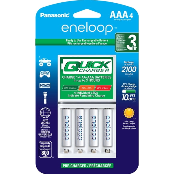 Cargador de baterías Panasonic K-KJ55M3A4BA con 4 AAA eneloop