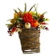 thumbnail image 2 of Cesta de flores para colgar en la pared, decoración para puerta de entrada, corona de cosecha otoñal, 35 x 35 cm, flores artificiales decorativas, temática de calabazas peonías de calabaza, 2 of 5