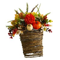 Bothyi - Cesta De Flores Para Colgar En La Pared, Corona De Cosecha De Otoño Para Vacaciones, Bodas De Otoño, Peonías De Calabaza