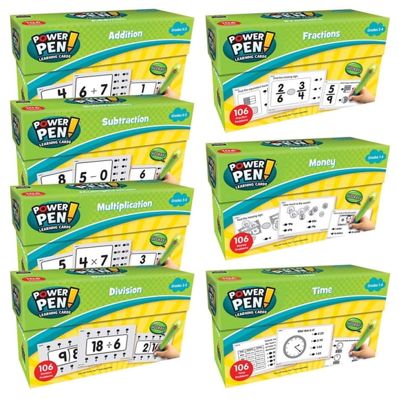 Set de tarjetas de quiz de matemáticas 7 Kaplan Early Learning Power Pen