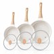 thumbnail image 1 of Set de Sartenes Antiadherentes Blancos con Tapas de Vidrio, 1 of 5