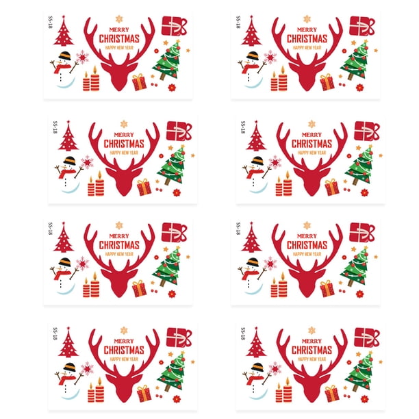 Tatuajes navideños, divertidas pegatinas faciales, tatuajes de dibujos animados