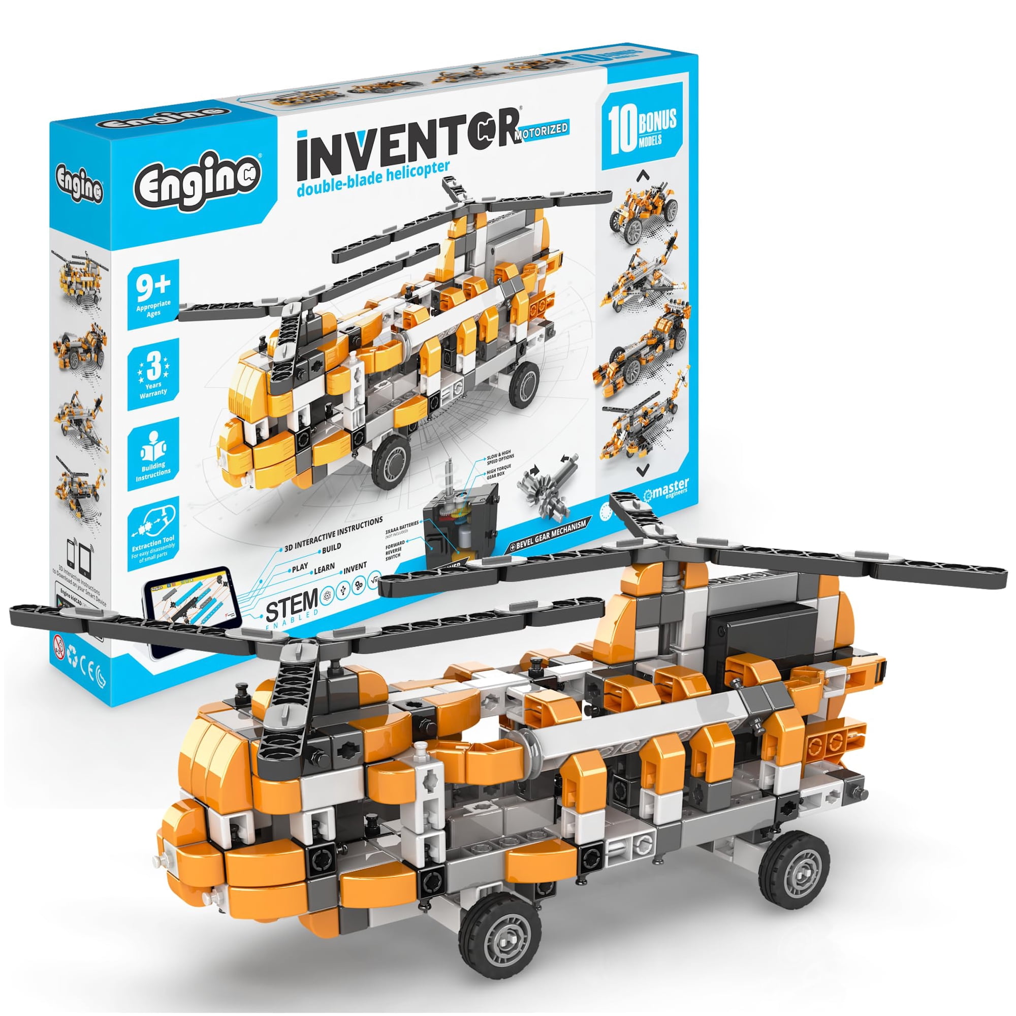 Kit De Construcción: Helicóptero Motorizado De Doble Pala Engino Inventor