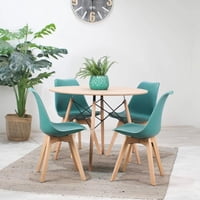 Pandalino - Comedor Redonda Shanna 100Cm + 4 Sillas Tulip Verde Esmeralda