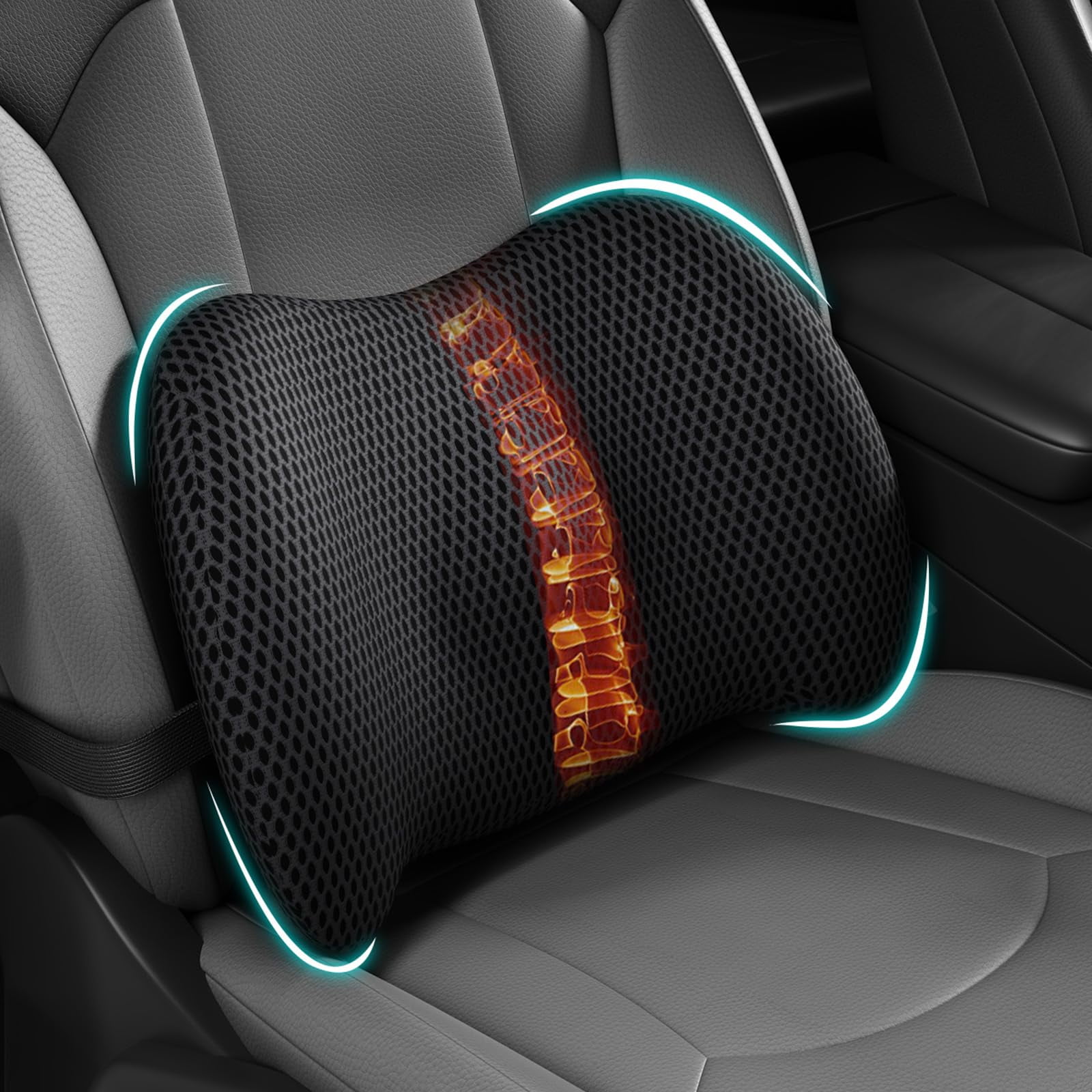Almohada De Apoyo Lumbar Bymecost Para Coche, Espuma Viscoelástica, Negra