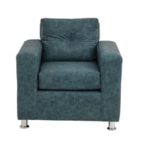 Muebles América - Sofá George 1 Cuerpo Cuero Auris Azul Petroleo