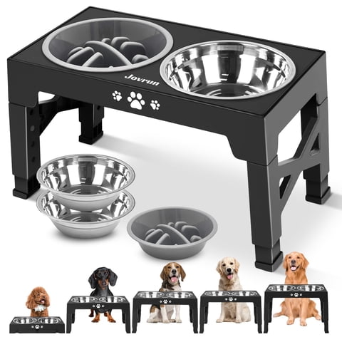 Cuencos Elevados Para Perros Jovrun Con 2 Platos De Acero Inoxidable