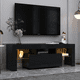 thumbnail image 2 of Black TV Stand with LED RGB Lights,Flat Screen TV Cabinet, Gaming Consoles - in Lounge Room, Living Room and Bedroom(Black), 2 of 3
