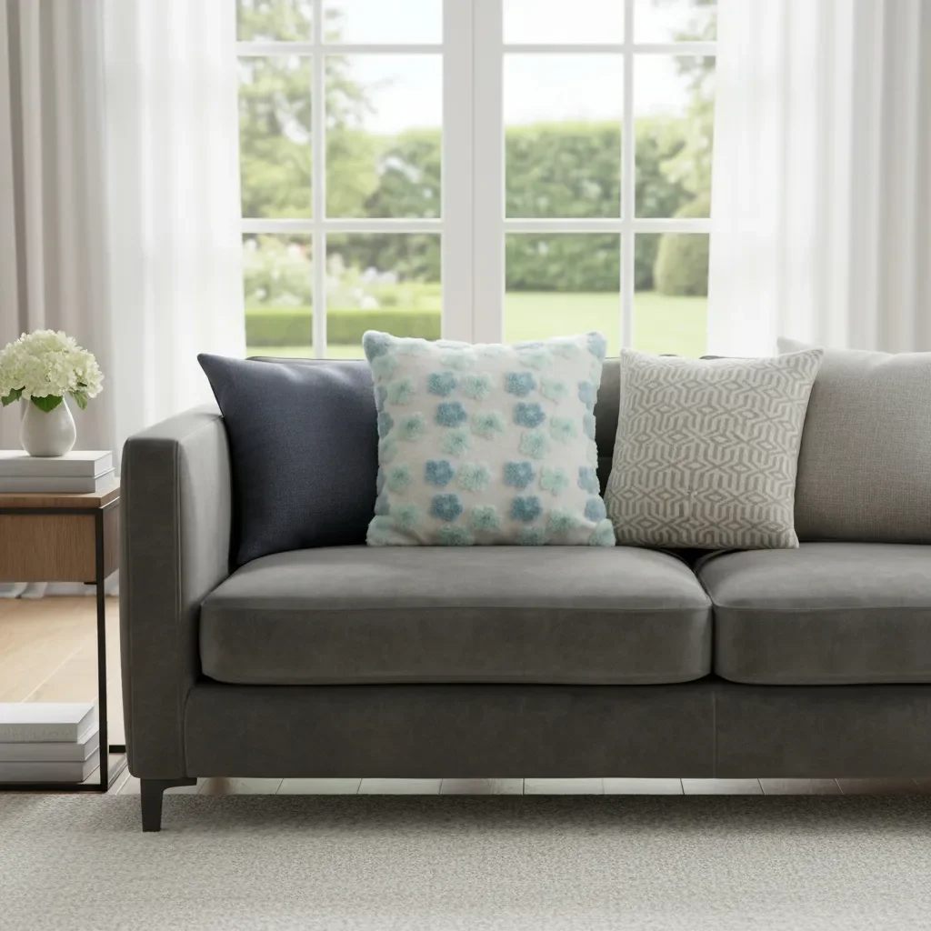 Casadeliacl - Funda De Cojín Bordada Flores 45x45 Cm 6 Uni - Celeste Claro - Flores Bordadas