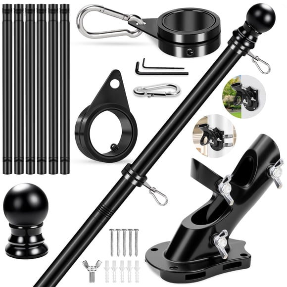 Mástil de Bandera REERON 213 cm Acero Inoxidable con Kit Giratorio