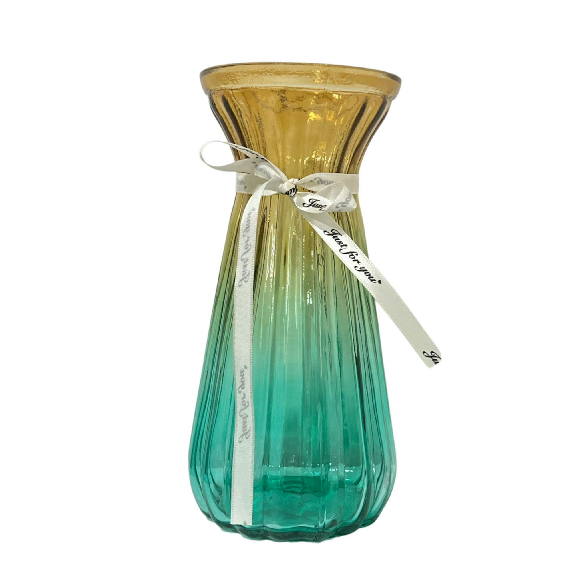 Oem - Florero Jarron Decorativo Vidrio Colores Lineas 22cm