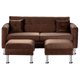 thumbnail image 1 of Sofa New Retro 3 Cuerpos Más 2 Pouf Felpa 12 Chocolate, 1 of 5