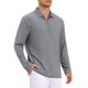thumbnail image 4 of INSPIRE CHIC Camisas Polo Texturizadas para Hombre de Manga Larga con Cremallera Cuarto para Golf XL Gris, 4 of 6