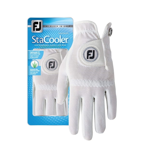 Guante de golf FootJoy StaCooler para mujer, color perla, mano izquierda, tamaño mediano