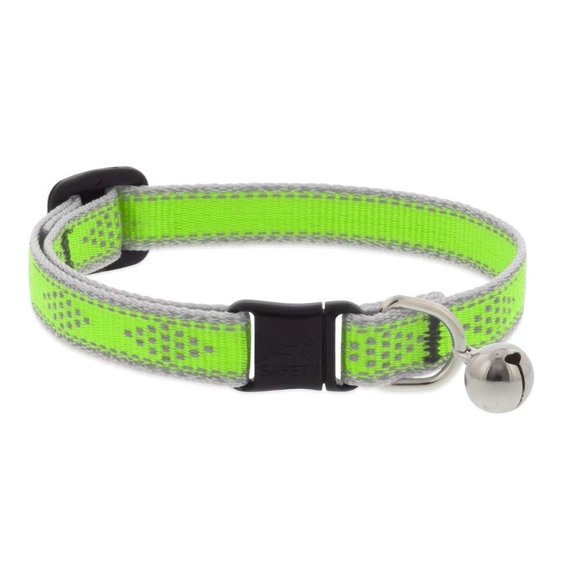 Collar para Gato LupinePet Reflectivo con Cascabel 1.3 cm Verde 20-30 cm