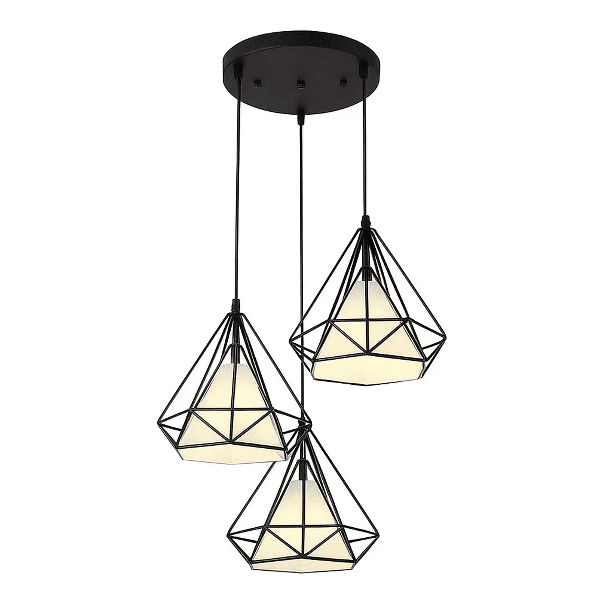 lámpara Colgante Belug Geométrica Triple Diseño Moderno 3 En 1 Negro