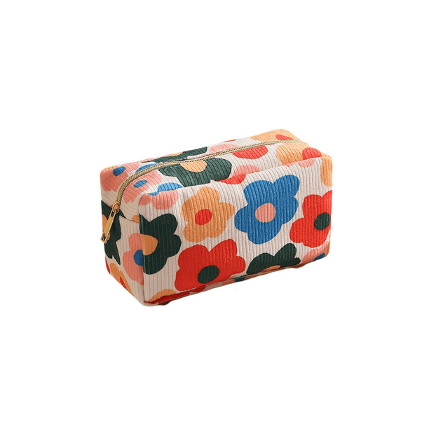 Cosmetiquero Maquillaje Square tela pana flores Gloriahoon