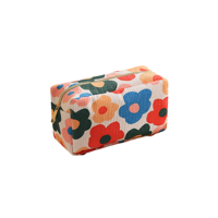 Cosmetiquero Maquillaje Square Tela Pana Flores Gloriahoon