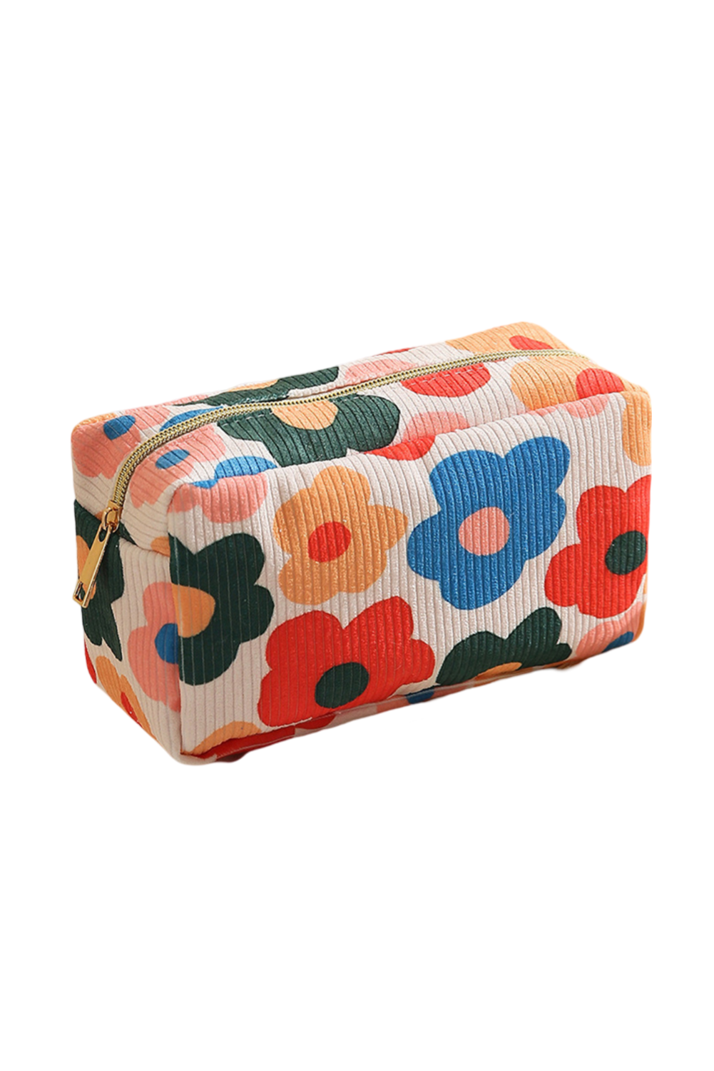 Cosmetiquero Maquillaje Square Tela Pana Flores Gloriahoon