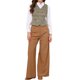 thumbnail image 2 of INSPIRE CHIC Chaleco de traje a cuadros para mujer sin mangas de pata de gallo Chaleco de cuello en V con doble botonadura S Caqui Marrón, 2 of 6