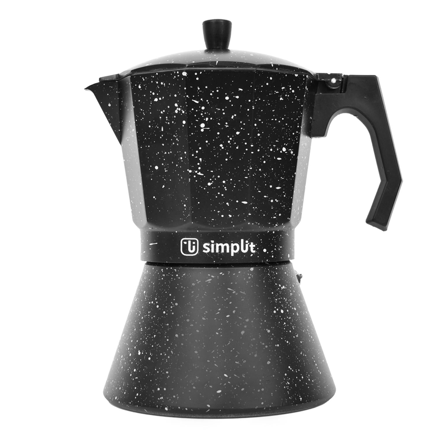 Cafetera Italiana Negra Granito 12 Tazas Simplit Negro