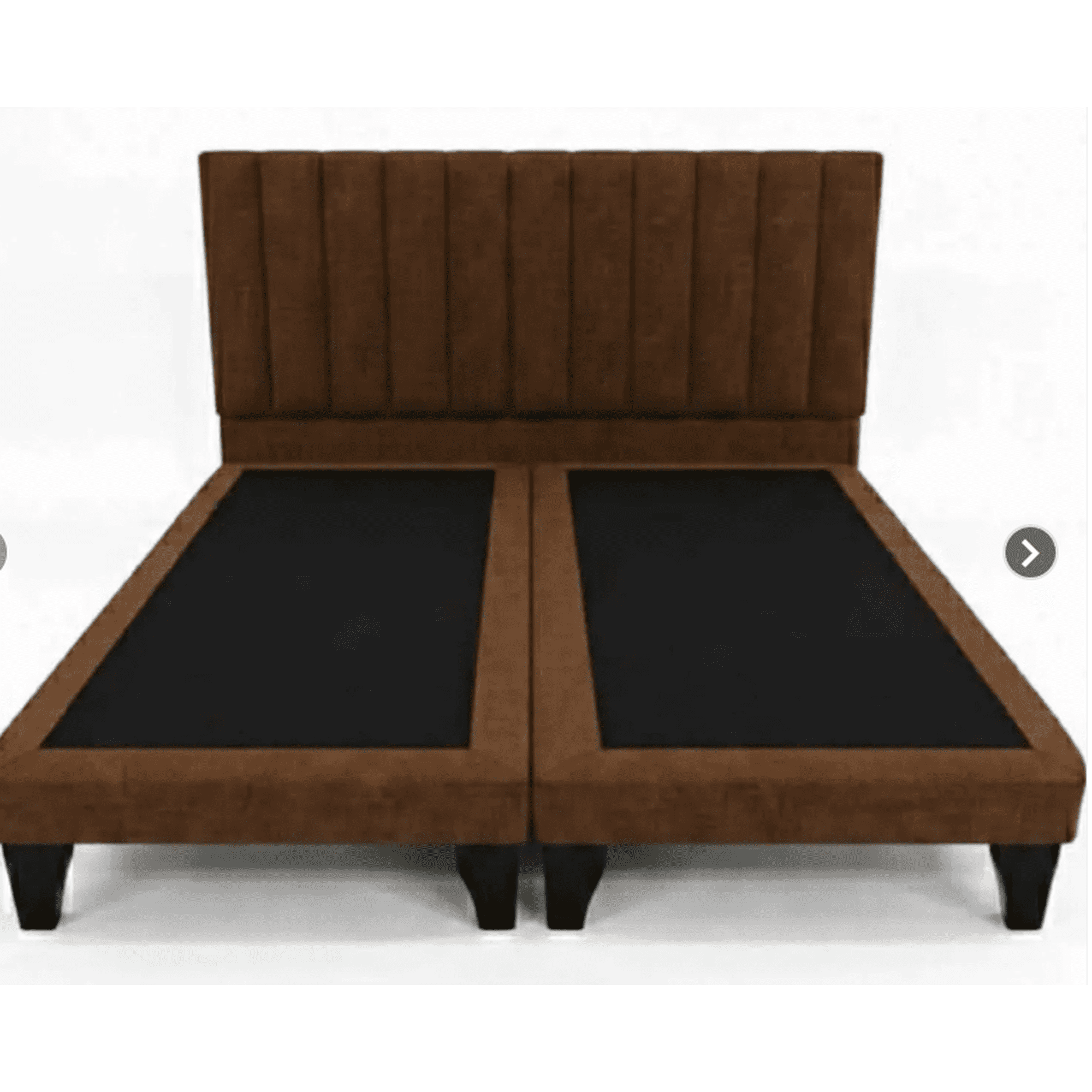 Rous Muebles - Base Cama Premium 2 Plazas, Color Café, Respaldo Lineal, Base Dividida