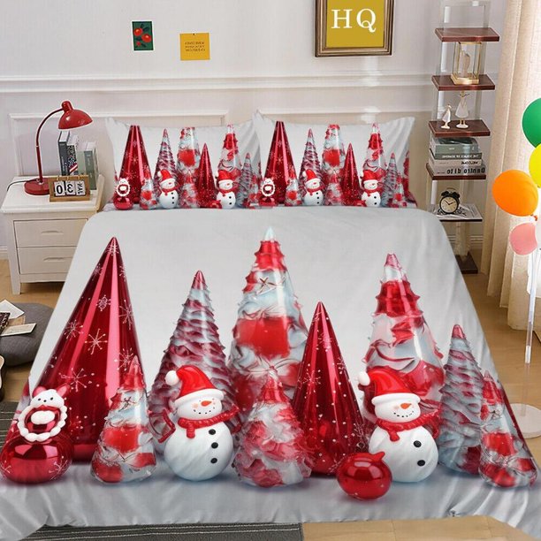 Christmas Gifts Tree Santa Claus Decor Quilt Duvet Cover Set Children3-Piece Bedding Set