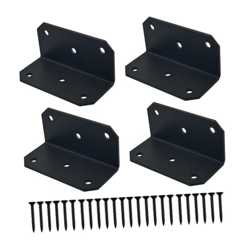 Bothyi - Soporte En L De Ángulo Recto Negro De 90 Grados Para Estantería, Sillas Y Escritorios (Juego De 4)