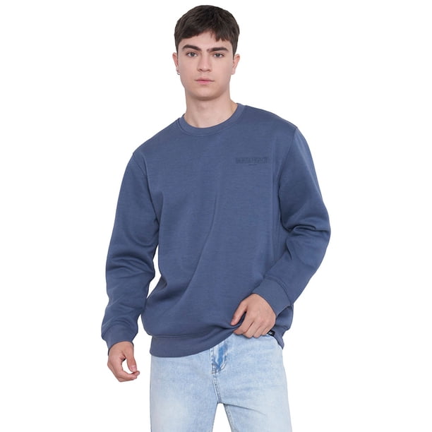 Polerón Hombre Round Neck Print Azul Corona
