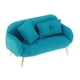 thumbnail image 1 of Casa de mu?ecas Sala de estar en miniatura Tela Love Seat Mini Sofá Muebles Azul, 1 of 5
