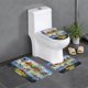 thumbnail image 1 of Invencible Juego de 3 alfombras de baño de coral fleece: tapete de baño + alfombra de inodoro en forma de U + funda de tapa de inodoro en forma de O, 1 of 6
