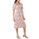 thumbnail image 5 of INSPIRE CHIC Vestido de Mujer con Nido de Abeja Floral Cuello Cuadrado Mangas Cortas Abullonadas Vestidos Midi de Primavera Verano Beige 3XL, 5 of 6